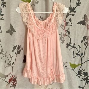 VINTAGE Satin Lace Lingerie Sleeping Two Piece Set